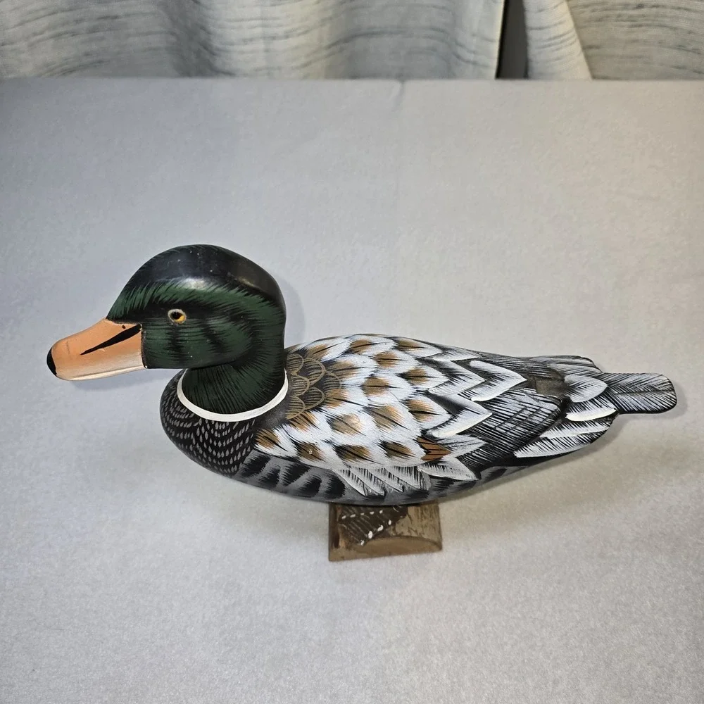 Vintage Wood Duck‎ Decoy Mallard Hand Painted Rustic Grandmacore Farmhouse Decor